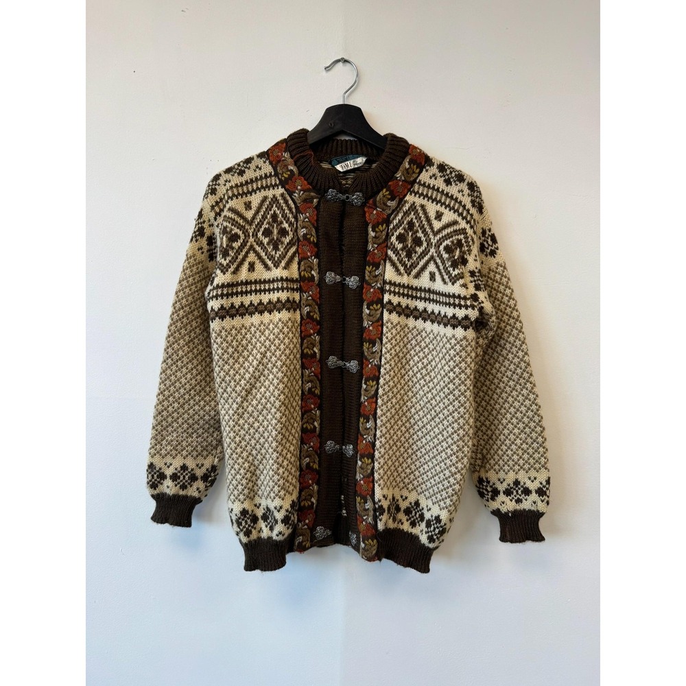 Dale of Norway Sweater Womens Medium Brown Wool Cardigan‎ Pewter Clasps Nordic
